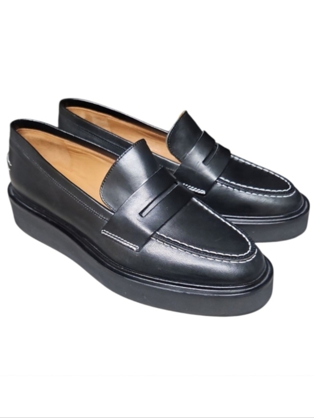 ATP ATELIER | Monsano Black Leather Platform Penny Loafers EU 37 US 7